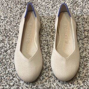 Rothy's Beige Flats with Blue Accents